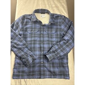 Marmot Men Ridgefield Shacket Sherpa Lined Blue Flannel Shirt Jacket S Button Up